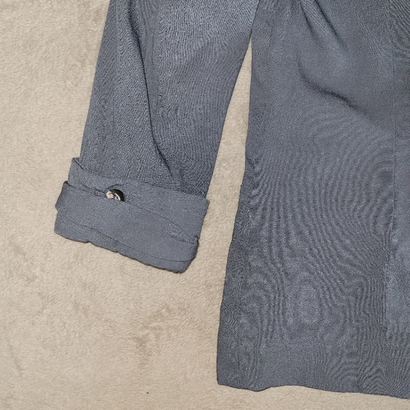 Helmut Lang Silica Crepe Roll Up Sleeve Blazer Blue Smoke size 2​ - Picture 11 of 16